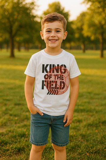 King of the Field – Boys Half Sleeve T-Shirt (White)