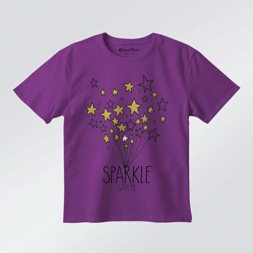 Sparkle With Me Stars – Girls Half Sleeve T‑Shirt (Purple)