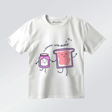 Jammin’ With Daddy – Girls Half Sleeve T‑Shirt (White)