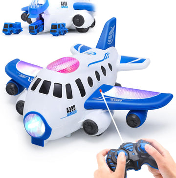 Airplane Toys with Mini Cars, Kids Music Toy Plane with Sounds and Lights for 3,4,5 Year Olds Boys and Girls