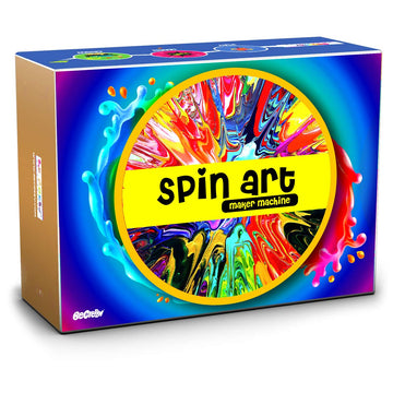 Spin Art Machine DIY Kit - Creative Spin & Paint Kit With Motorized Spinning Machine, Portable & Easy to Carry, 7 Paint Bottles Including Metallic Gold & Silver Colors