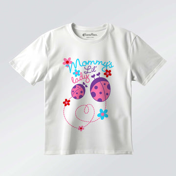 Mommy's Lil' Lady T-Shirt for Girls | 100% Cotton Bio-Wash | Cute Ladybug Print