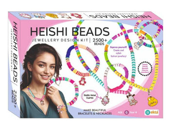 Heishi Beads Jewelry Design Kit for Kids - Create Necklaces, Bracelets & Rings with Beads, Charms, and Strings - Fun Arts and Crafts Gift for Girls Aged 5+