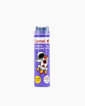 Camel Plastic Crayons Assorted tin pack of 13 shades, Hexagonal