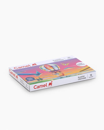 Camel Plastic Crayons Assorted pack of 15 shades, Round