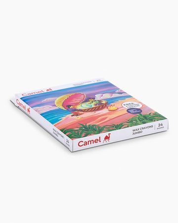 Camel Wax Crayons Assorted pack of 24 shades, Jumbo