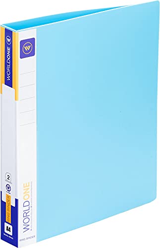 Worldone 2D Ring Binder 17mm Chrome Plated Clip with 0.8 mm virgin PP Sheet, Spine Label for Classification, Pockets on Inside Cover for Loose Sheets, Size A4