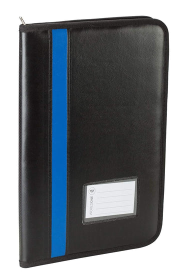 Worldone Portfolio Display Book Folder Zipper closed with 20 Pocket Transparent Inner Pocket, Leatherite Cover, Various of Inside Pocket for Keeping Loose Papers, a Pen Holder, Name Card Holder