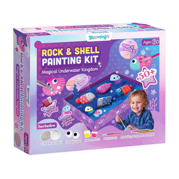 Rock & Shell Painting Kit DIY Magical Underwater Kingdom : DIY Dream Catcher with 2 Foam & 14 Foil Stickers, 7 Foil Sheets, 120 Beads, String & Guide | STEM Craft Kit | Birthday Gift for Kids 4+