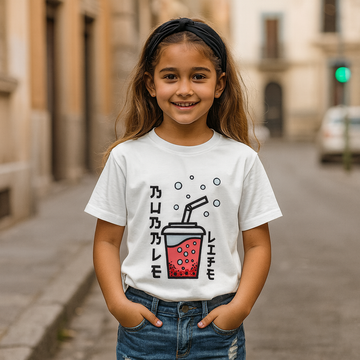 Bubble Tea Lychee – Girls Half Sleeve T-Shirt (White)