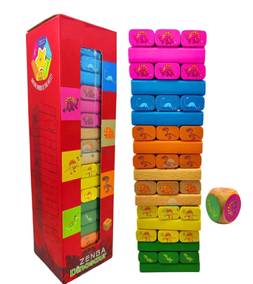 Wooden Zenga Dinosaur Tumbling Tower 54 Pcs