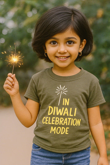 In Diwali Celebration Mode Kids T-Shirt | Festive Wear for Boys & Girls | Cotton Diwali T-Shirt by Orange Idea