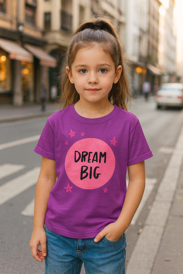 Dream Big – Girls Half Sleeve T-Shirt (Purple)