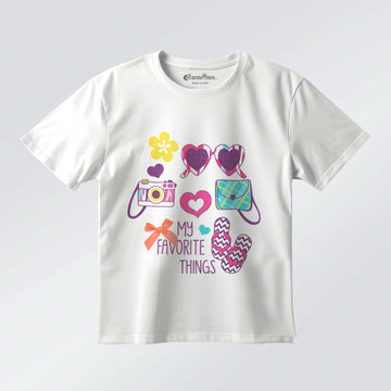 My Favorite Things – Girls Half Sleeve T-Shirt (White)