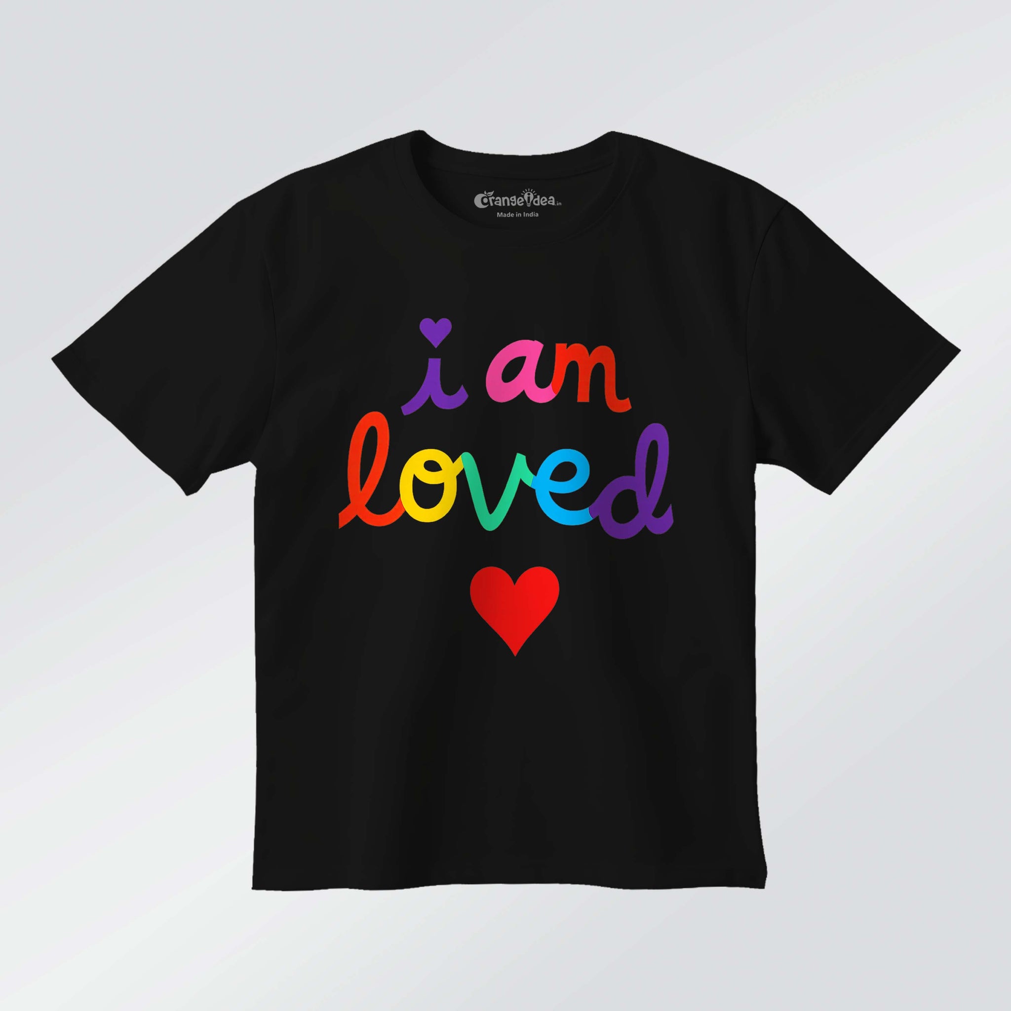 I Am Loved T-Shirt for Kids | 100% Cotton Bio-Wash | Rainbow Text Design