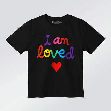 I Am Loved T-Shirt for Kids | 100% Cotton Bio-Wash | Rainbow Text Design