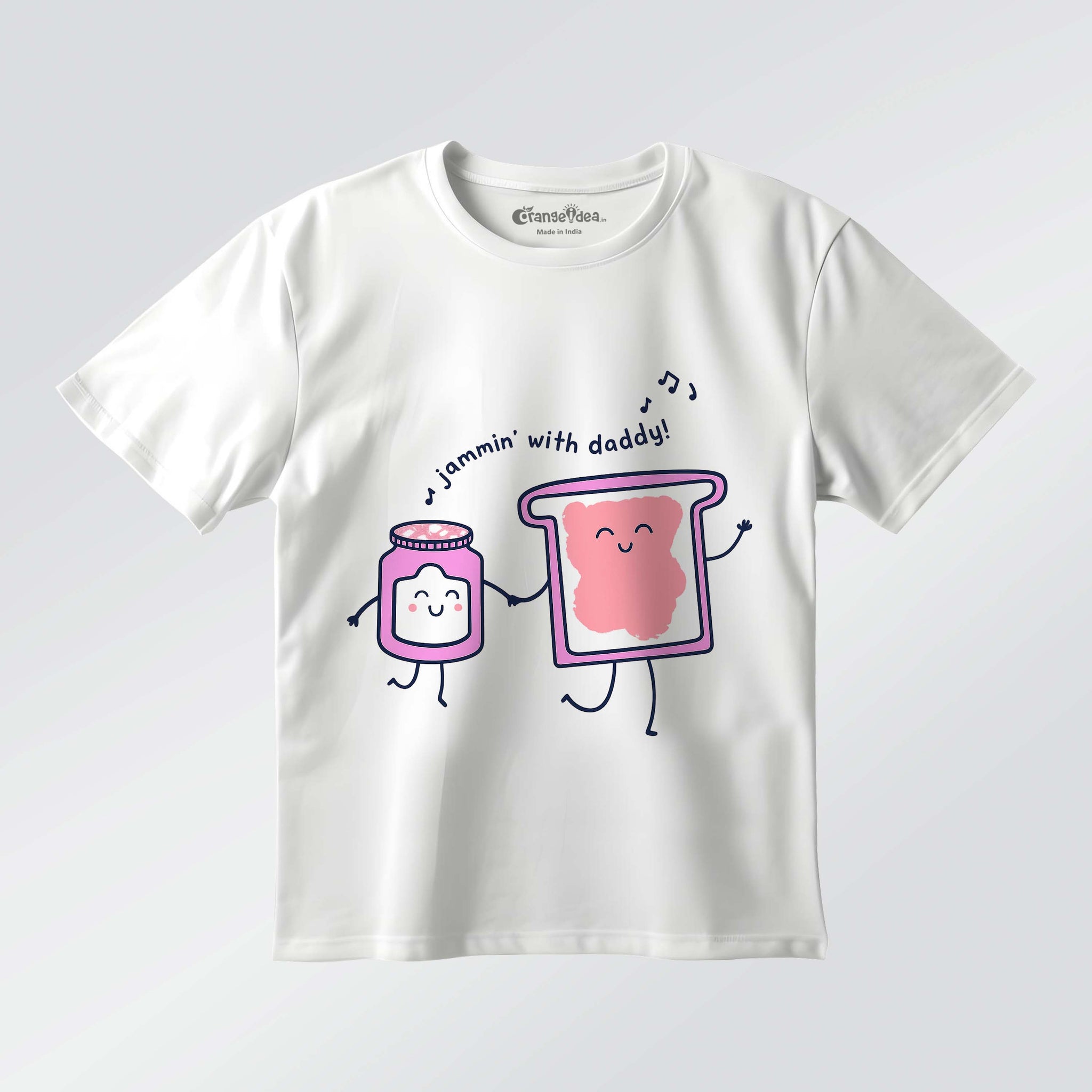 Jammin’ With Daddy – Girls Half Sleeve T‑Shirt (White)