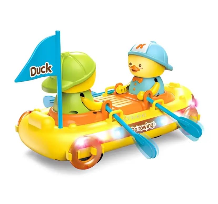Electric Bump And Go Duck Boat Musical Toy With Lights For Birthday Gifs