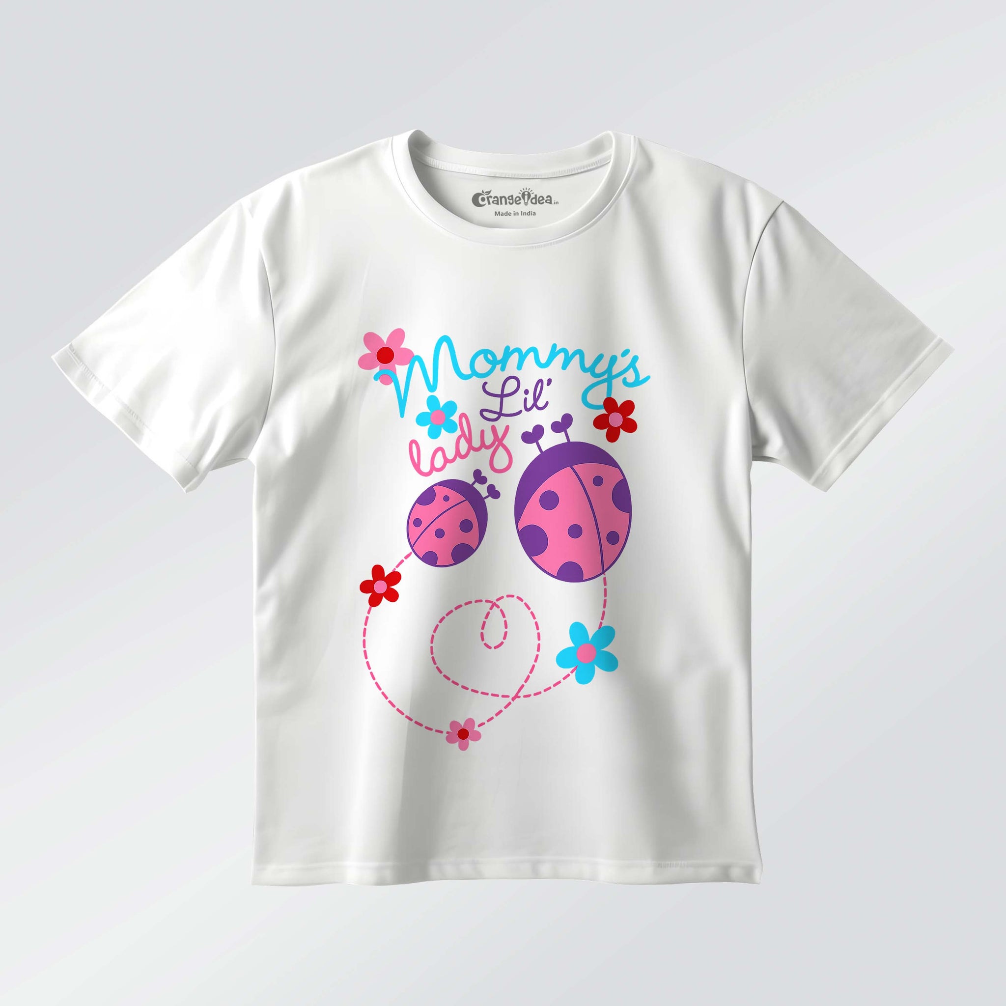 Mommy's Lil' Lady T-Shirt for Girls | 100% Cotton Bio-Wash | Cute Ladybug Print
