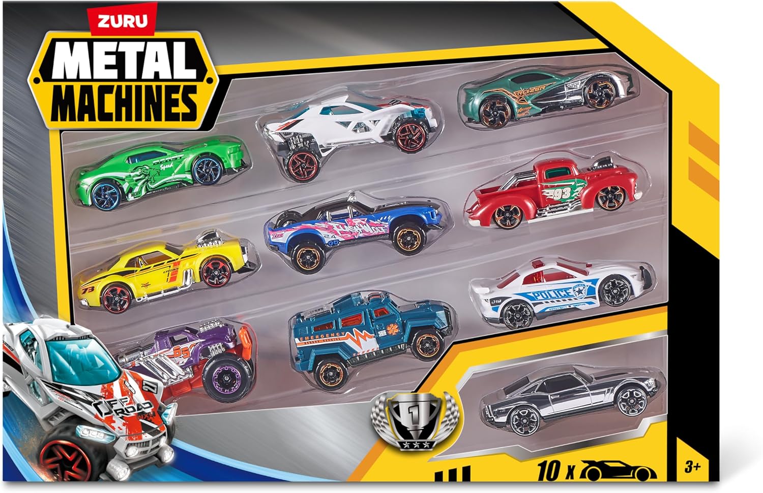 Metal Machines Mini Racing Car Toy Series 2 by ZURU (10 Pack) Collectible Mini Vehicle Toy Cars for Boys Kids Gift Set