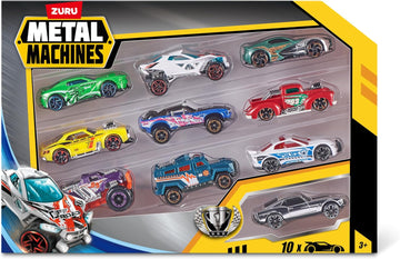 Metal Machines Mini Racing Car Toy Series 2 by ZURU (10 Pack) Collectible Mini Vehicle Toy Cars for Boys Kids Gift Set