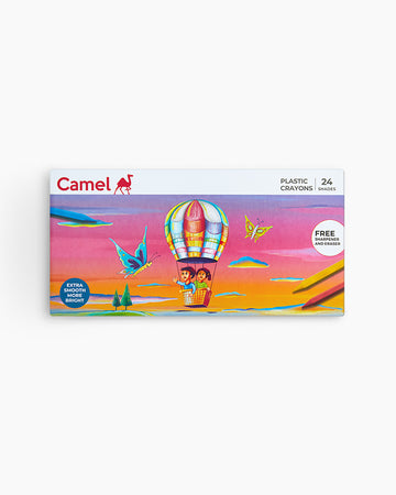 Camel  Plastic  Crayons  Assorted  pack  of  24  shades,  Hexagonal