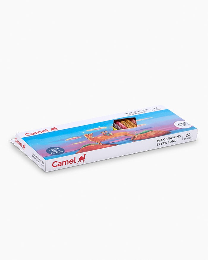 Camel  Wax  Crayons  Assorted  pack  of  24  shades,  Extra  long