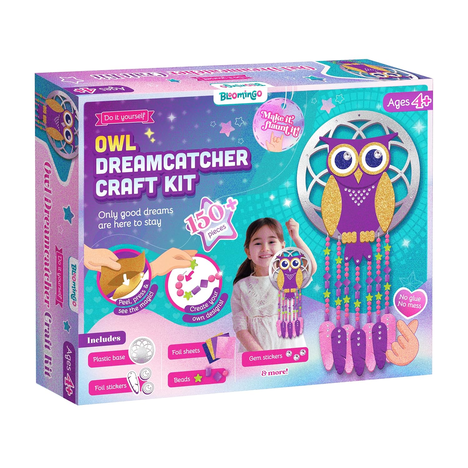 DIY Owl Dreamcatcher: DIY Dream Catcher with 2 Foam & 14 Foil Stickers, 7 Foil Sheets, 120 Beads,String & Guide | STEM Craft Kit | Fun Birthday Gift for Kids 4+