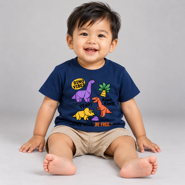 Dino Vibes Dinosaur T-Shirt for Babies & Kids – Bio-Washed Cotton