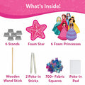 What’s inside Skillmatics Poke-in Art Magical Princesses: foam princesses, fabric squares, sticks, wand and pad