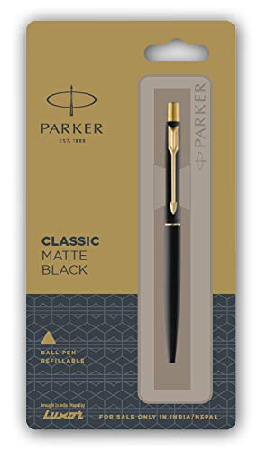 Parker Classic Matte Black Ball Pen with Gold Plated Clip