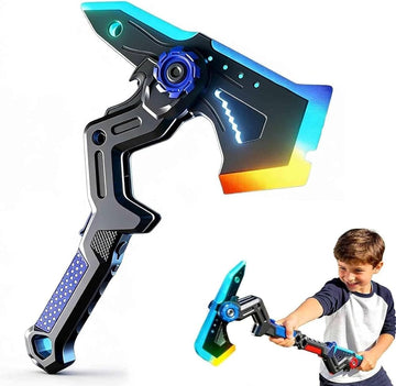 2-in-1 Transforming Sword & Axe Toy with LED Lights, Sound & Spray Effect