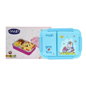 YOUP Stainless Steel Kids Bento Lunch Box With 2 Compartments PICNIC-750 ml