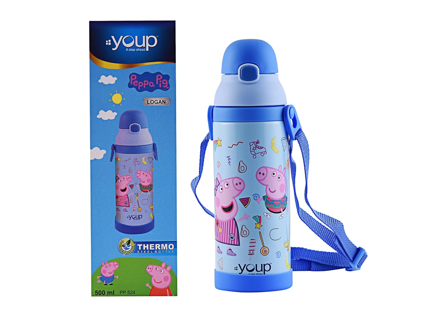 Youp Stainless Steel Peppa Pig Kid Insulated Double Wall Sipper Bottle Logan - 500 ml