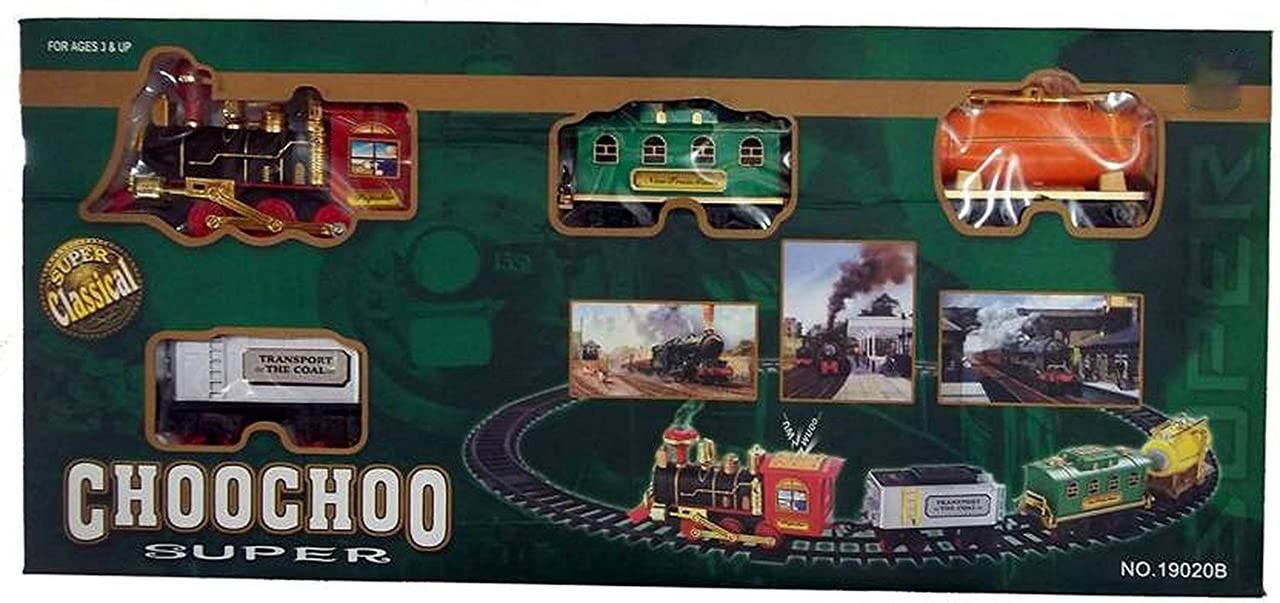 ChooChoo Toy Train Emits Real Smoke with Light and Sound Track Set for Kids | Battery Operated Choo Choo Classical Toy Train Set