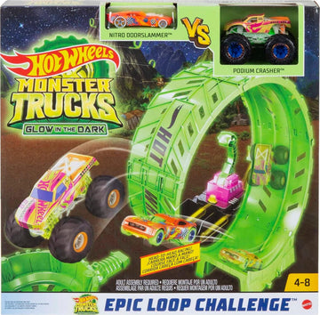 Hot Wheels Monster Trucks Glow in The Dark Epic Loop Challenge