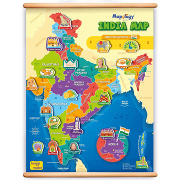 Imagimake Mapology India Map with Reusable Stickers | Educational Toy | Kids Learning Toys For Age 6 Years+ | Best Birthday Gift for Kids Age 5,6, 7, 8