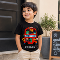 Personalized All Aboard bus kids black T-shirt with custom child name – Orange Idea