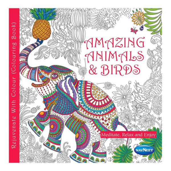 Navneet Adult Colouring Book Amazing Animals & Birds front cover Wildlife Mandala Art