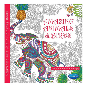 Navneet Adult Colouring Book Amazing Animals & Birds front cover Wildlife Mandala Art