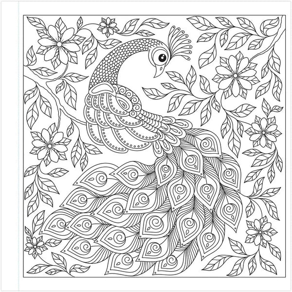 Detailed line art Animals & Birds mandala colouring adult hobby book india