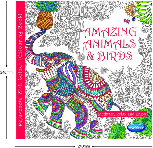 Cover Page Navneet Adult Colouring Book Amazing Animals & Birds details