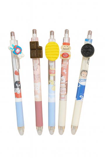 Candy Gel Pen Blue – Set of 5 (Cute Toppers, Smooth 0.5mm) Random Designs