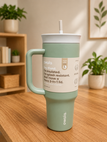Owala Tumbler with Handle & Straw – Leak-Resistant 2-in-1 Lid | Modern Matte Finish