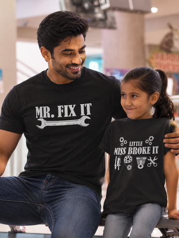 Father Daughter Matching T-Shirts - Mr. Fix It & Little Miss Broke It