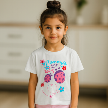 Mommy's Lil' Lady T-Shirt for Girls | 100% Cotton Bio-Wash | Cute Ladybug Print