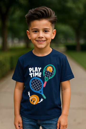 Play Time Tennis – Boys Half Sleeve T-Shirt (Navy)