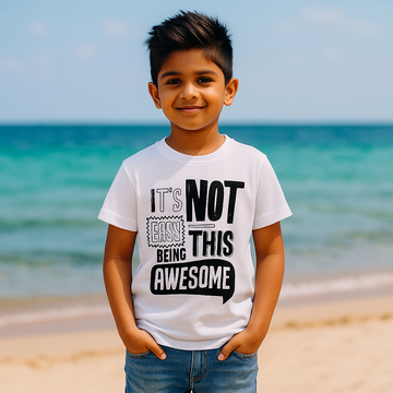 It's Not Easy Being Awesome – Boys Half Sleeve T-Shirt (White)