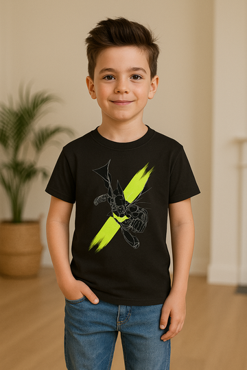 Neon Hero Graphic Boys T‑Shirt (Black) – 8–14 Years
