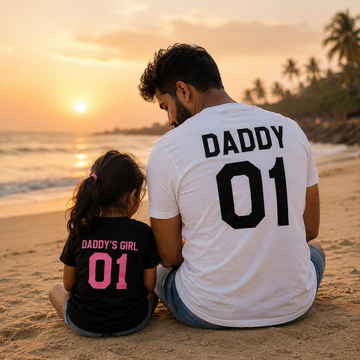 Daddy 01 & Daddy's Girl Matching Father daughter T-Shirt Combo | 100% Cotton